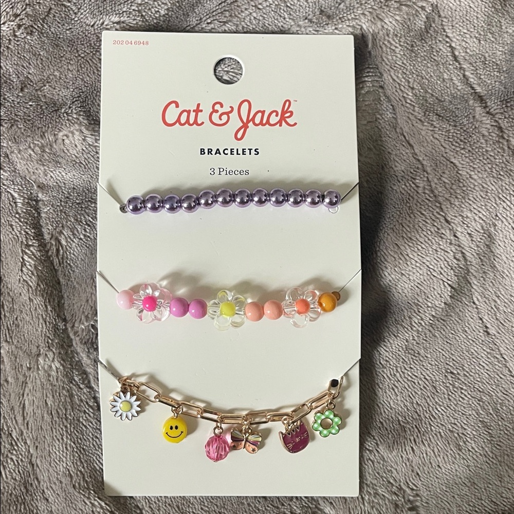 Cat & Jack Kids' Purple and Pink Charm Bracelet Set